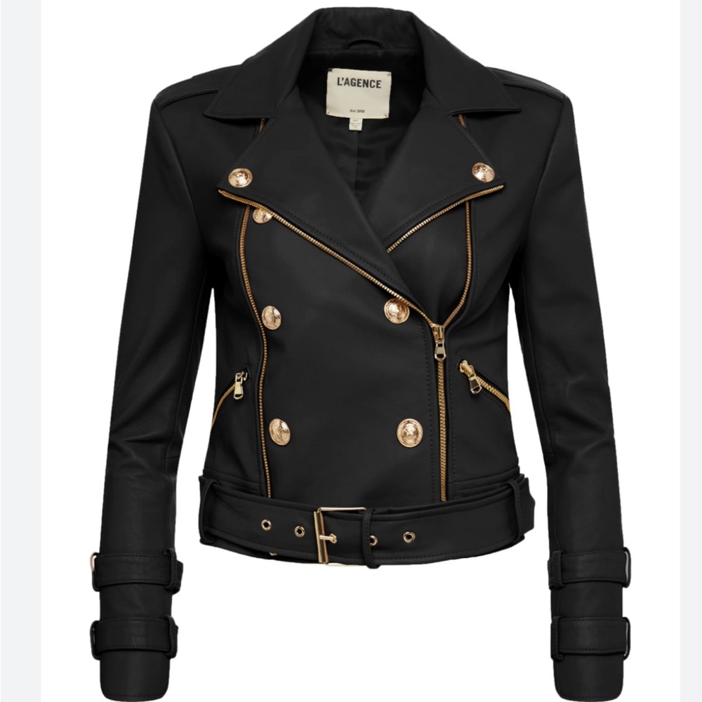L’AGENCE Billie Belted Leather Jacket